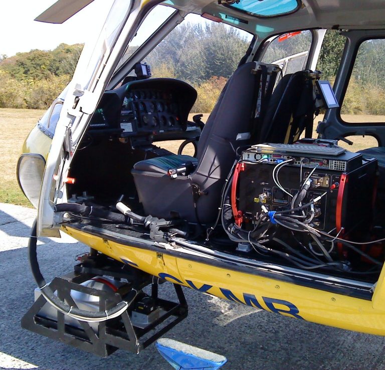 Photo au sol d'un H125 équipé d'appareil de prise de vue